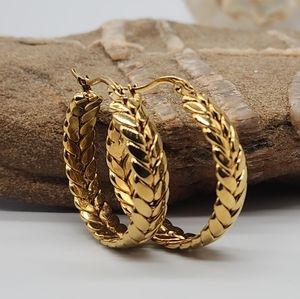 Johnny Was Braided Jewelry 14K Gold plated Unique Hoop Earrings